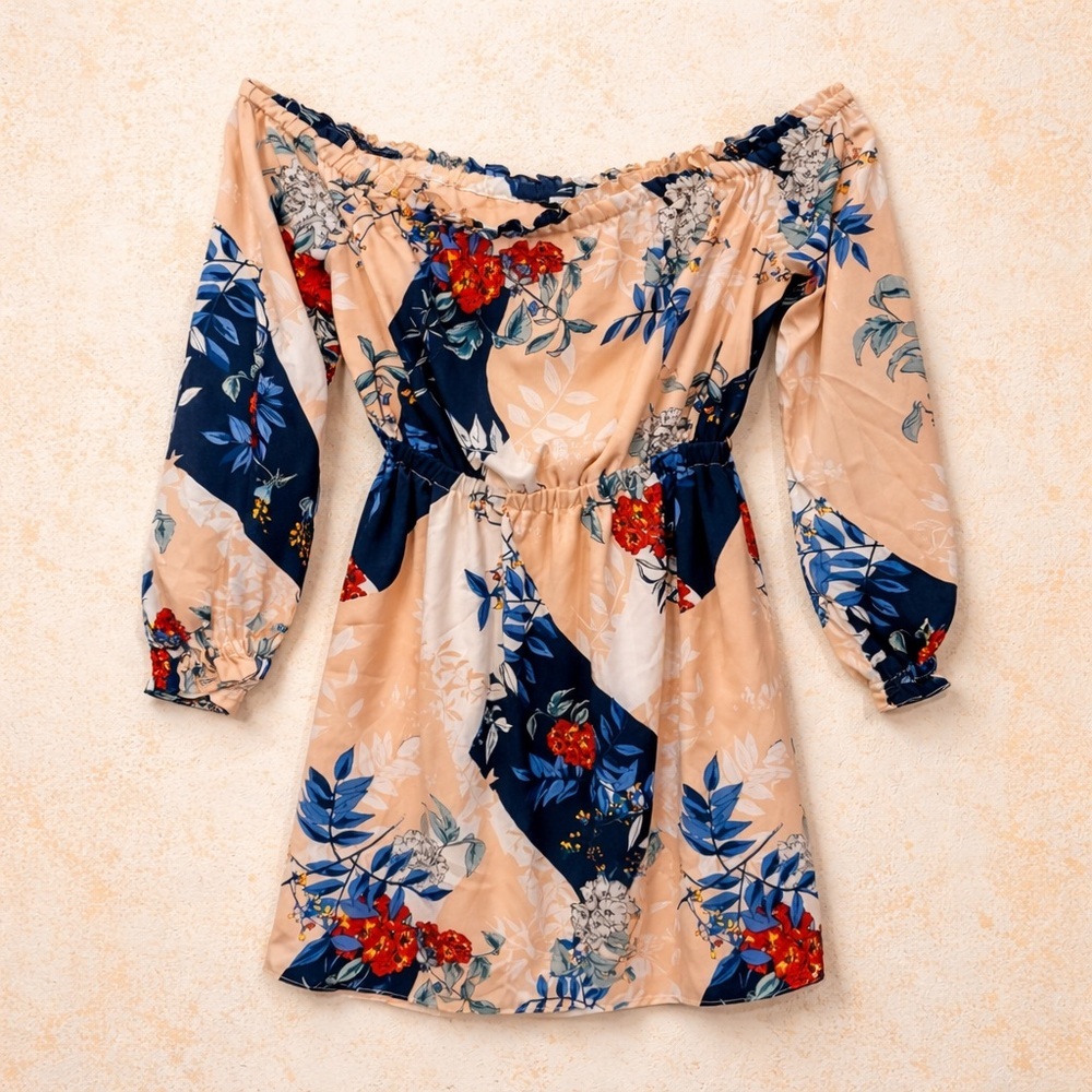 GUESS OFF THE SHOULDER FLORAL DRESS